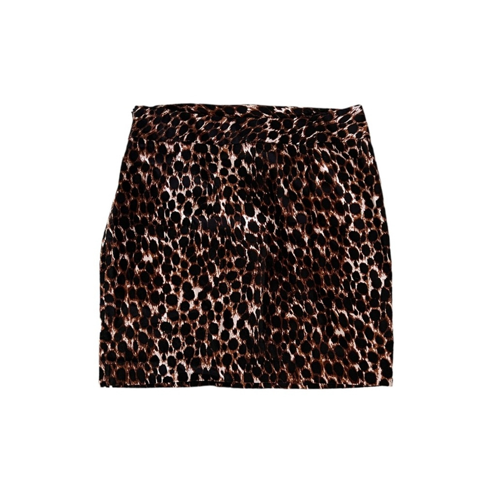Grace Leopard Print Bodycon Mini Skirt with Side Zipper